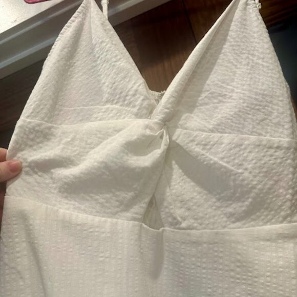 🔹Love at‎ First Sight White Spaghetti Strap Dress with Peekaboo Detail - Picture 2 of 5